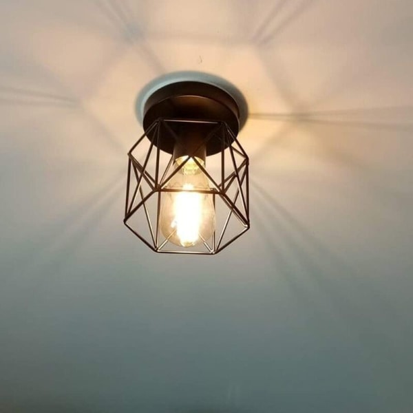 Retro metal kub industri jern sort loftslampe