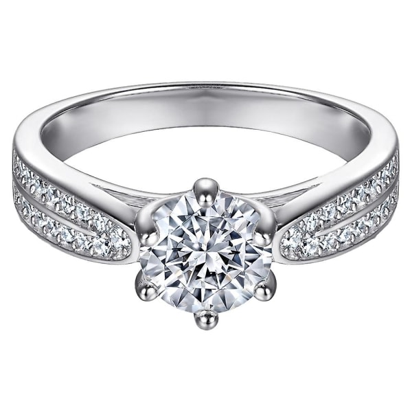 Förlovningsring Sterling Silver Cubic Zirconia Bröllop | Utmärkt snitt, klarhet och utsökt polish 6