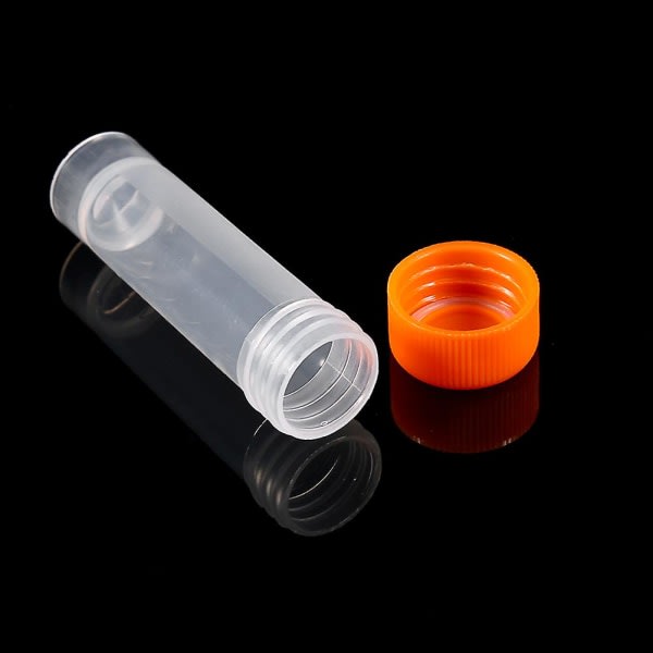 10 stk 5ml plastik frosset reagensglas Flaskelåg Pakke Beholder med silikone pakning -hg