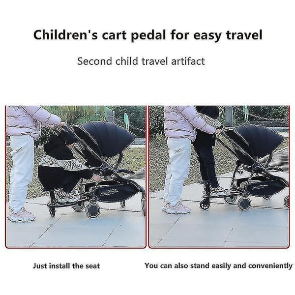 Universal 2-i-1 barnvagn Riding Board med avtagbar sitter Second Child Artefact Child Rider Barnevogn A