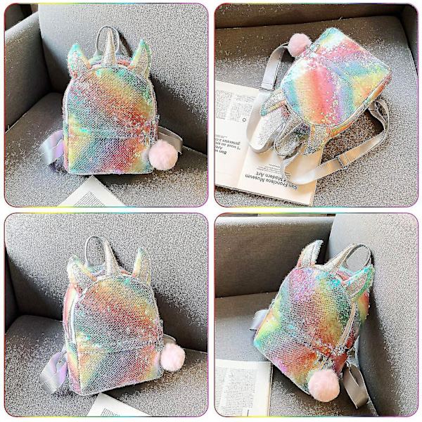 Tjejer Paljetter Ryggsäck, Unicorn Ryggsäck Tjej Paljetter Skolväska För Tjejer,mode Och Slitstark Reseryggsäck För Barn,Flickor