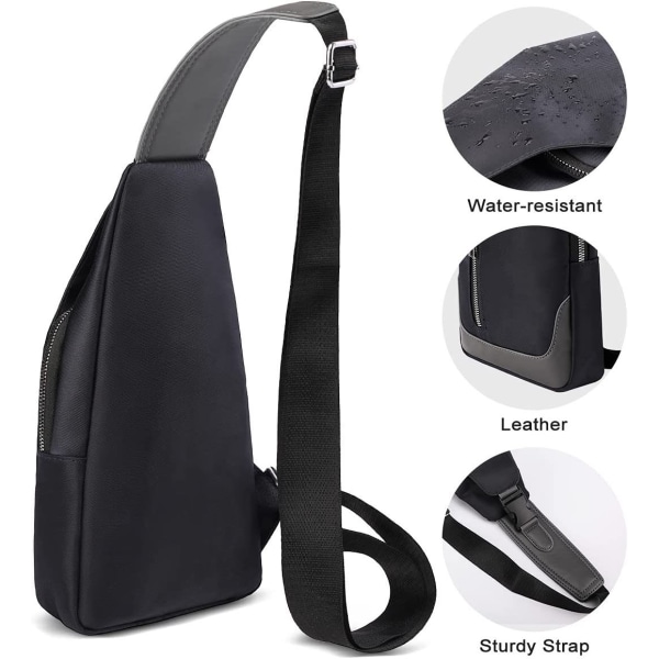 Axelväska bröstväska för män med vattentät USB laddningsport