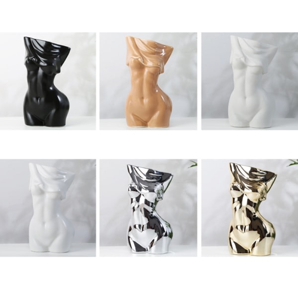 Unika keramikvaser Vaser i människokroppsform Bärbara blomsterarrangemang Konstverk utan konstgjord blomma Brun