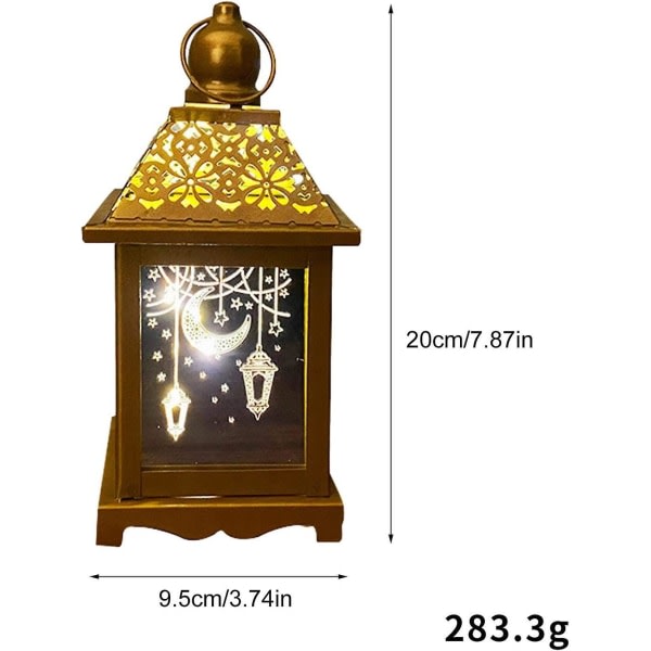 Mini Ramadan lykta med LED nattljus, hængende jern lykta dekoration for muslimsk islam Eid Ramadan Holiday Party (d-4-)