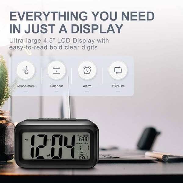 Digital vekkerklokke, LED-vekkerklokke med temperaturvisning