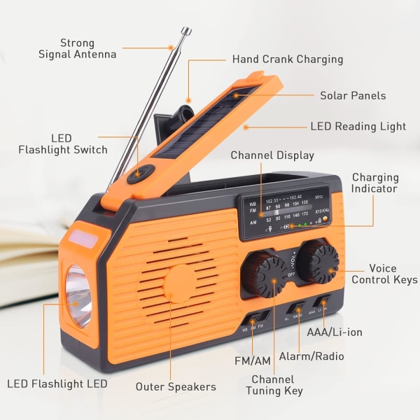 Solar Radio, Byggplats Radio, Portable Crank Radio, Emerg