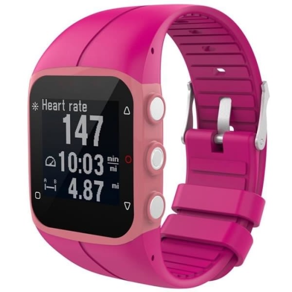 Stilfuldt silikone urbånd til Polar Watch M400 M430 GPS 6,5-9,5 tommer (mørk pink)