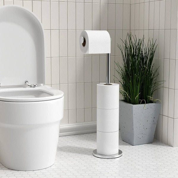 Fritstående Toiletpapirholder Foldbar Papirrullerholder Rustfrit Stål Toiletpapirholder Stativ