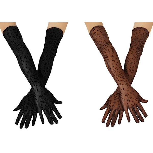 Leopard Kostume Handske Performance Lange Kostume Handsker Leopard Lange Handsker Dame Coffee