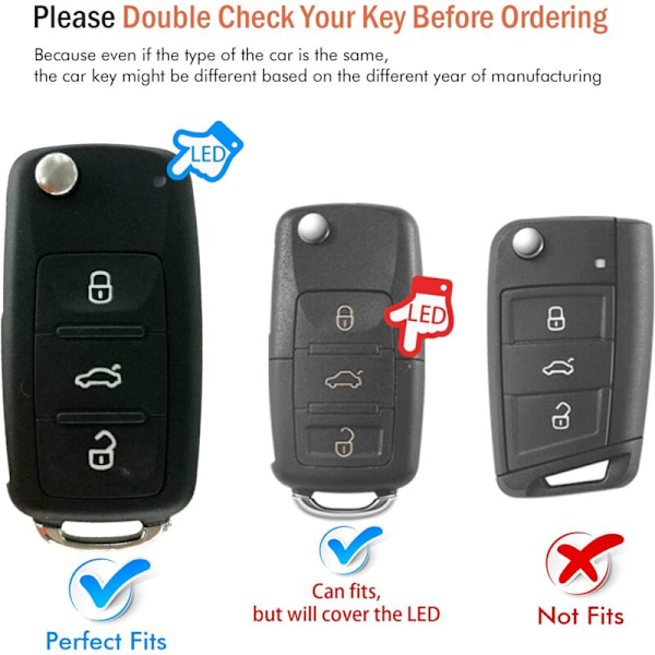1-pakks nøkkelbeskyttelsesetui for Volkswagen for, Skoda/Sciat/Jetta MK1-MK6 Polo R/GTI Golf/Rabbit/MK5 Beetle GLS Tiguan myk TPU smart fjernnøkkelbeskyttelse.