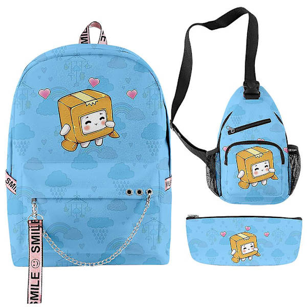 Lankybox Tegneserie Skoleveske Student Matboks Set 3-delt Stil 8
