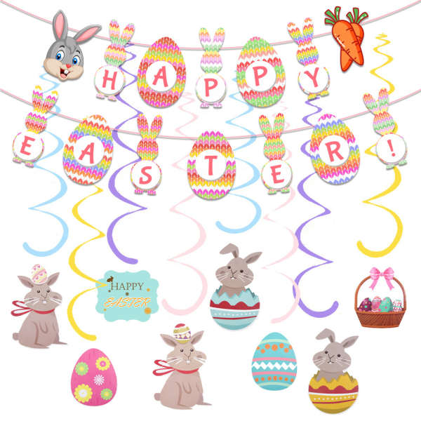 Glad påsk Banner hängande dekorativ kanin