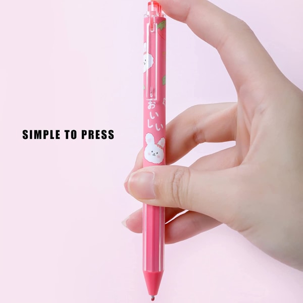 4 stk Pure Retractable Gel Ink Penne, pink tegneserie Kawa