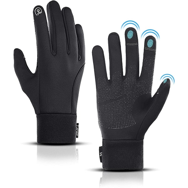 Varme vinterhandsker, termisk sorte varme handsker til mænd Kvinder Vandtætte Touchscreen skridsikre handsker til kørsel, cykling S/XL