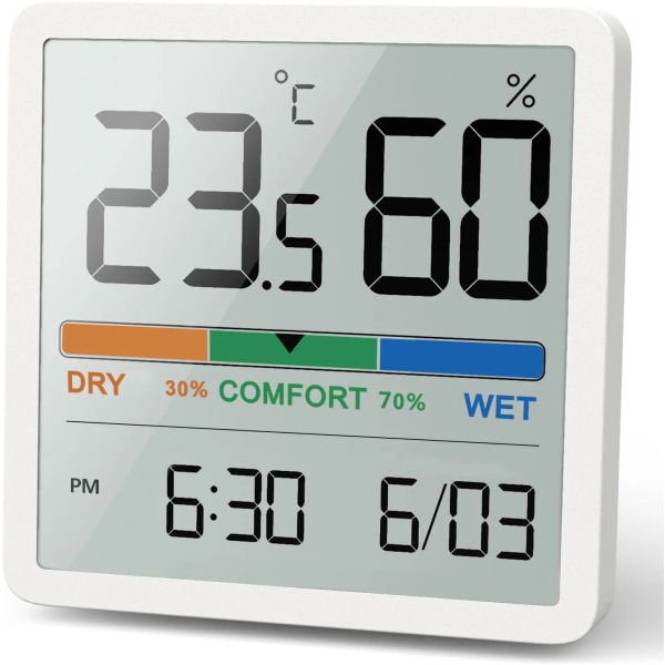 Digital termohygrometer för inomhusluftmonitor (vit)