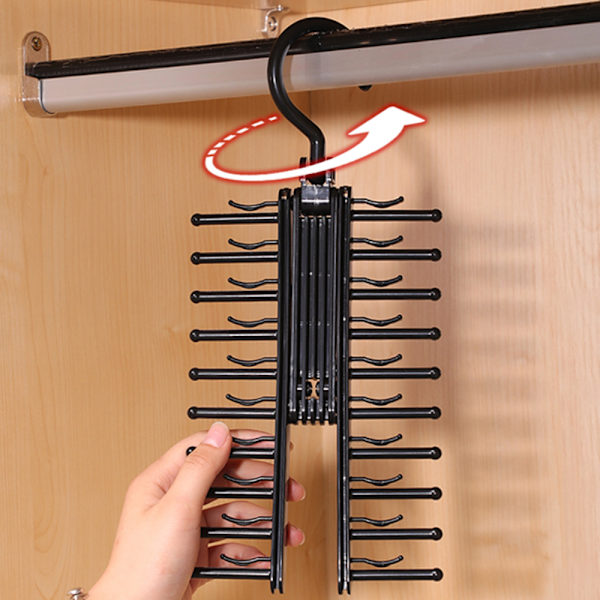 Slipshållare Hängare Rack Organizer Rotat Bälte Hållare Garderob Hook Förvaring