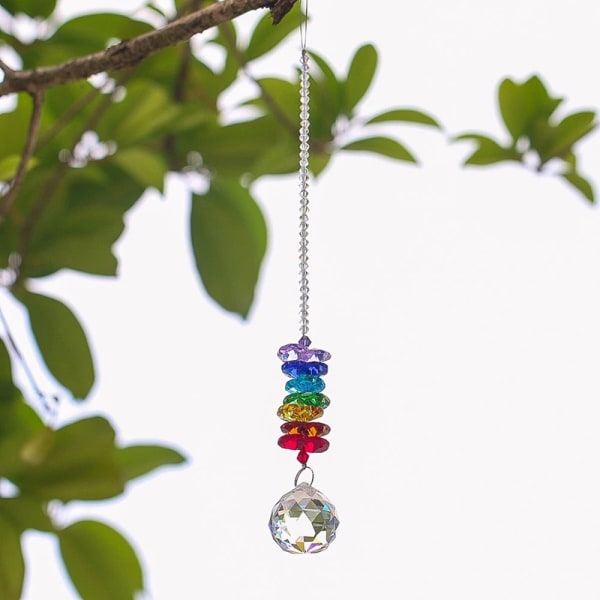 Kristallkula hänge färgglada hängande lämplig för fönster utomhus trädgård hängande dekoration Champagne