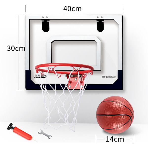 Minibasketkorg för barn och vuxna, inomhus minibasketkorg för väggdörr och sovrum, skrivbord med 1 basketboll.