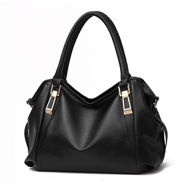 Dam Handväska Messenger Bag, Stor Damväska i Mjukt Konstläder med Övre Handtag, Axelväska, Crossbody-väska - Xin Black