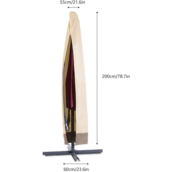 600D Oxford Vanntett Hageparasolltrekk med UV-beskyttelse (200 x 60 x 55 cm)