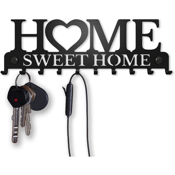 Nyckelhållare för vägghem Sweet Home (10-krokar ställ) dekorativ, metallhängare för ytterdörr, kök eller garage | Butikshus, arbete, bil, fordonsnycklar-