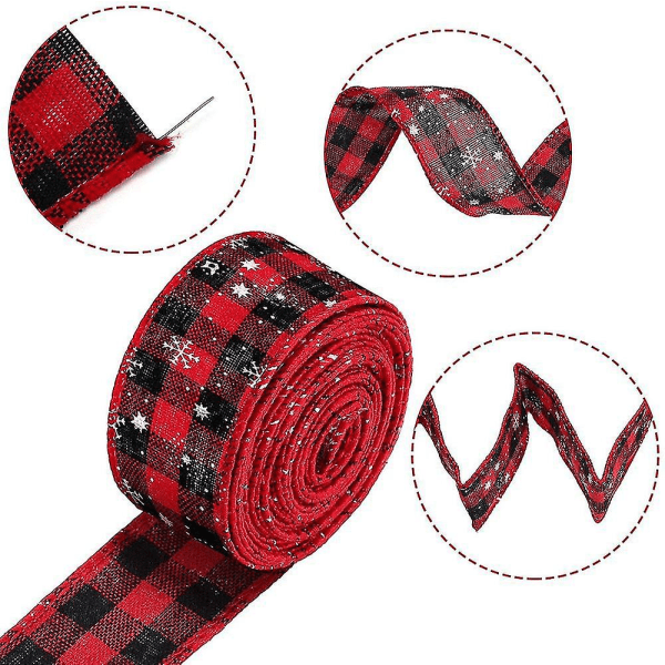 Rött och svart plädt band printed med snöflinga rosettknut Dec