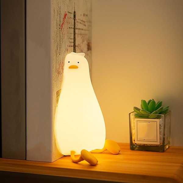 Liggande platt anka nattlampa, LED Squishy anka lampa, söt upplyst