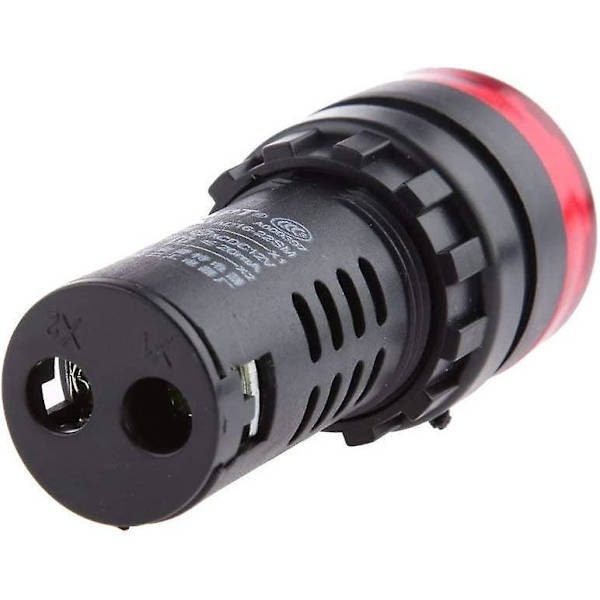 AC/DC 12V 22mm Rød LED-Summeralarmsignal Blinkende Lys Pipende Summer Advarselslampe Monteringshul Med Summer Til Instruktioner/Advarsel/Kollisionsignaler