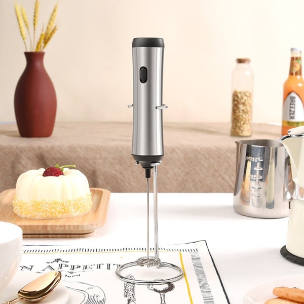 Milk frother, stainless steel mini handheld, rechargeable