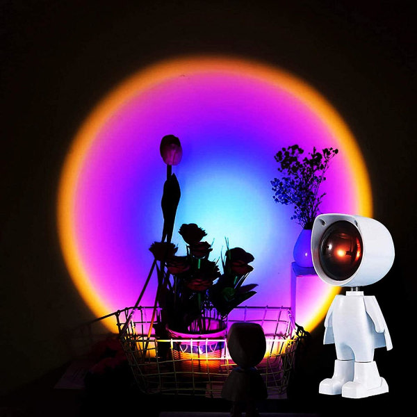 Solnedgångsprojektion Ledljus Robot Figurlampa Projektor Regnbågsatmosfärslampa Modern Led Golvljus Nattljus För Vardagsrum Kreativ Personlighet
