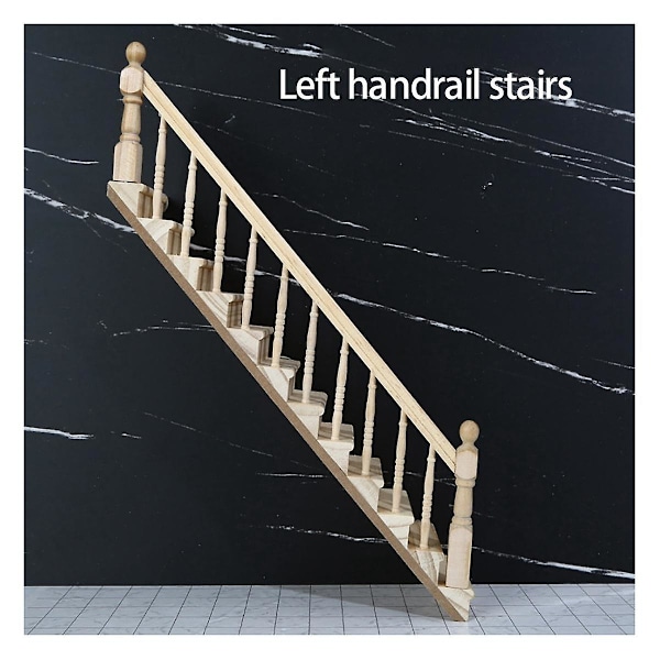 1:12 DIY Miniatyr Tillbehör Höger Trappräcke Trämöbler Leksakspresent för Barn Jul