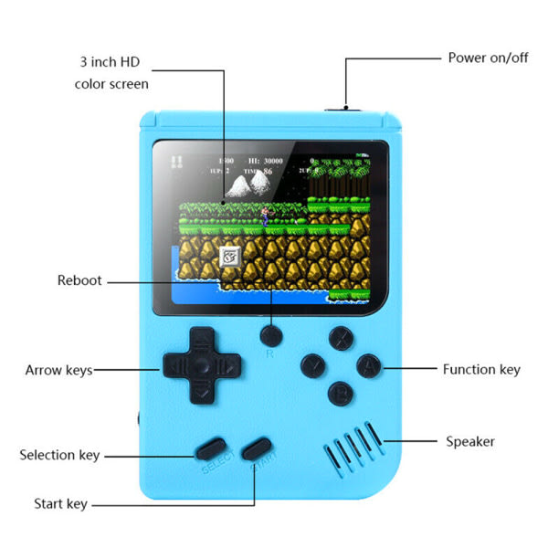 Klassisk spill Handh?llna Retro videospel Gameboy Kids Gifts blå blå