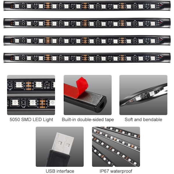 LED-inredningsbelysning bil, bil LED-inredningsbelysning RGB