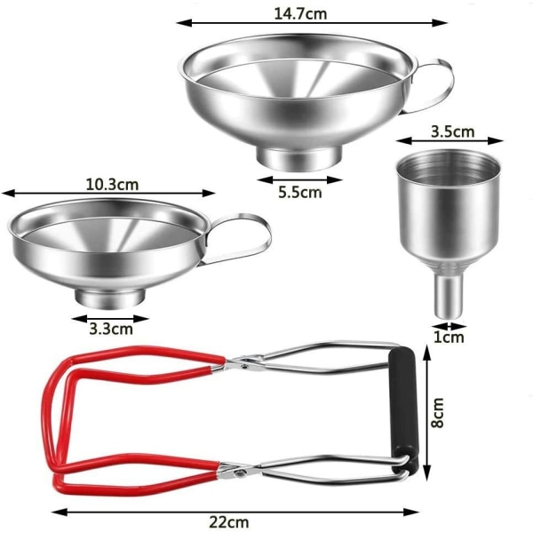 Keittiösuppilosetit, 4-osainen keittiösiiviläsuppilo, ruostumaton