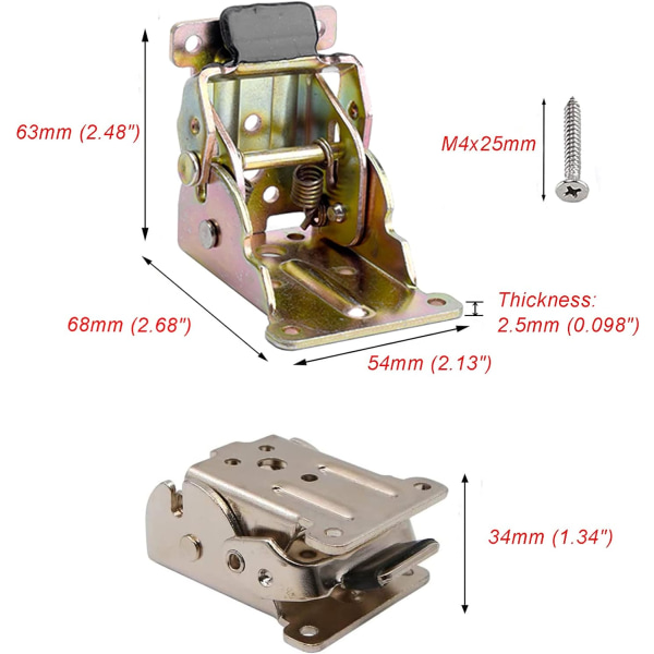 Selvlåsende sammenleggbar hengsel Flip Bord Benbraketter Sammenleggbar brakett Benbeslag Hjørnestøtte for jern sammenleggbar arbeidsbenk med gul pakke med 8