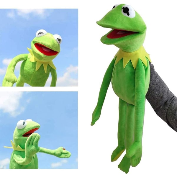 Kermit the Frog Puppet, 60cm Groda Plyschleksak, Mjukt Stoppat Djur Show Leksaker Groda Handdocka Present till Barn Baby