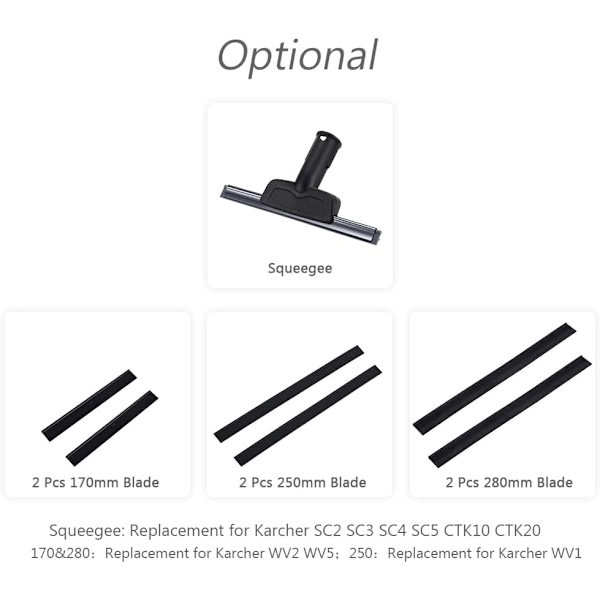 Reserveblade til vinduesrenser til Window Vac 2 stk 280 mm gummi tilbehør reservedel til Karcher WV2 WV5