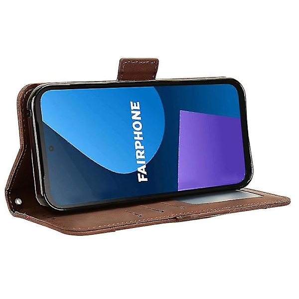 Skyddande Folio Flip-fodral i PU-läder för Fairphone 5 Brown