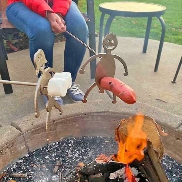 Hot Dog Mies Vaahtokarkki Nainen Paahdin liesi Nuotiotikku Tee itse grillivarras -ES-nainen