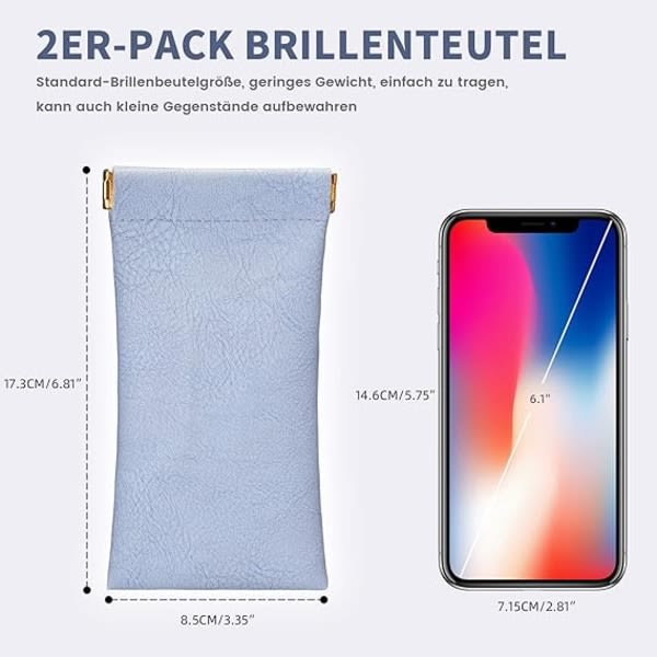 2 st Bärbara Läder Solglasögonfodral, Mjukt Fodral, Gl DXGHC
