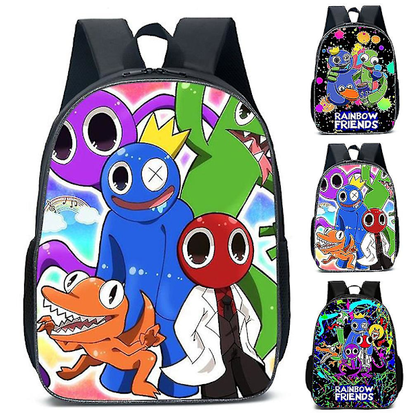 Rainbow Friends -reppu, suuri, koululaukku lapsille, pojille ja tytöille C