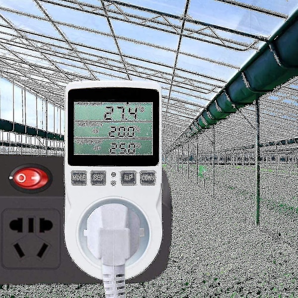 Digitaalinen / Lämpö- ja Jäähytermostaattipistorasia LCD-lämpötilan säädin, 230V kasvihuoneelle Maatalouden lämpötilan säädin/terrariumtermostaatti (pistorasia) S