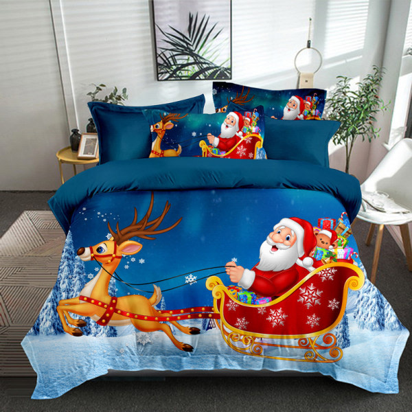3./2. jul 3D Digital Printing Quilt Cover og Örngott Mjukt Varm Andas Sängkläder Set Blue 175*220cm