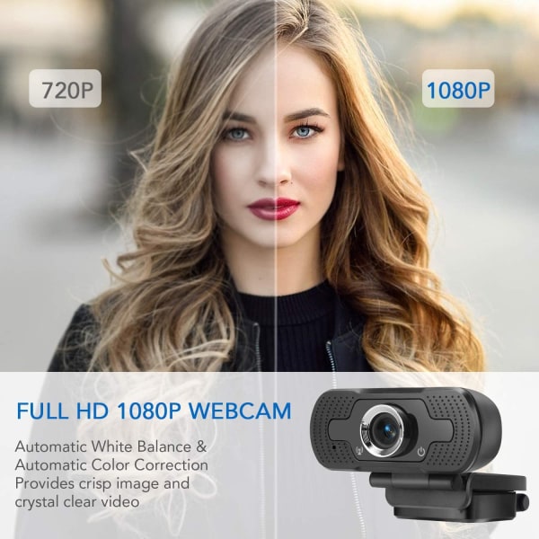 Full HD webbkamera 1080P datorkamera med cover