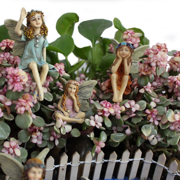 6 stk. mini havefigur fe dekoration til Fairy Outdoor Garden Yard Home Mini Fairy Staty Figur Let at bruge gave