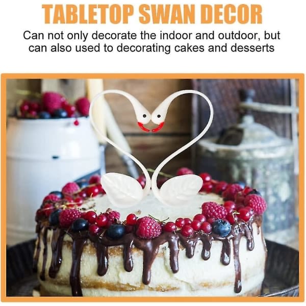 Cake Topper Swan Doll Skrivbordsdekoration Love Bird Staty (Svart Vit) (4.)