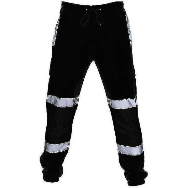 Aikuisten turvallisuustyöhousut Hi Vis Viz Visibility Training -housut, joissa joustava vyötärö musta L