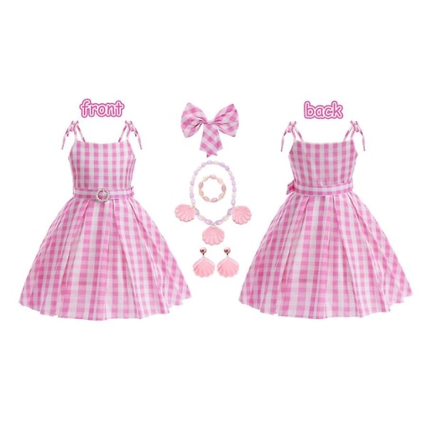 Barbie Pinkki Prinsessa Mekko Tytöt Lapset Robbie Cosplay Karnevaaliasu 110 (100-110cm)
