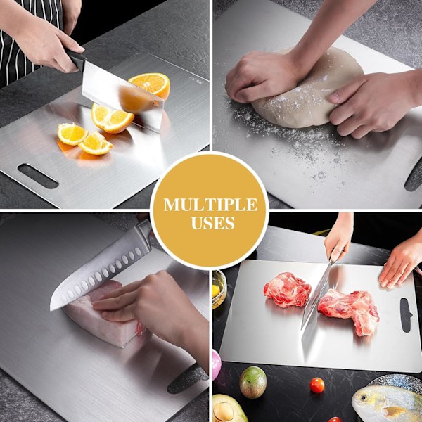 Titan skärbräda - Rostfri stålskärbräda för kök 304 Hackbräda Livsmedelsgodkänd För kött Frukt Grönsaker Diskmaskinssäker Kan hängas 40*60cm