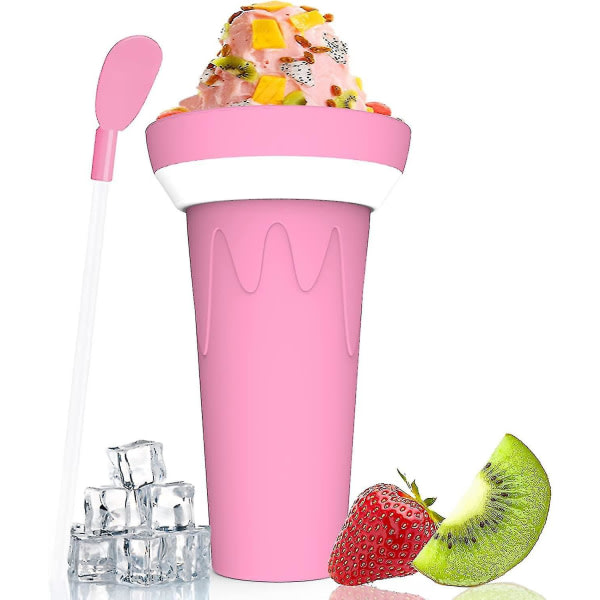 Slushie Maker Cup DIY Slushie Maker Ice Cup Pinch Cup Sommer Cooler Smoothies Cup Double Layer Squeeze Cup Slush Maker Cup for barn og voksne (li